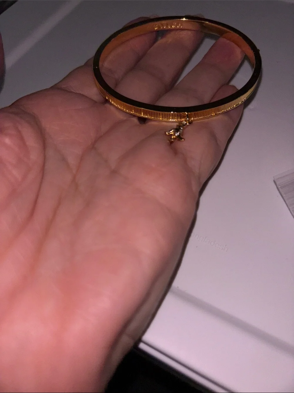 Coach Gold-Tone Textured Bangle with Star Crystal Accent Rexy